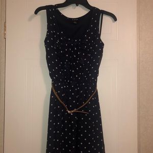 Navy Blue Dress with White Polka Dots